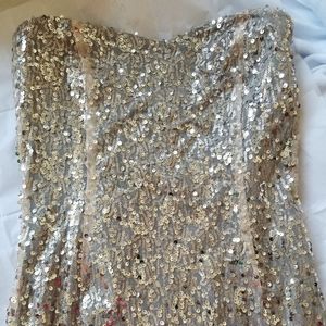 A Windsor dress, silver and nude pink, worn 1 timw